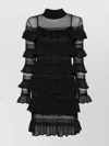 Zimmermann Crush Paneled Ruffled Ribbed-knit And Crochet Mini Dress