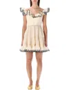 Zimmermann Frilled Mini Dress In Neutral