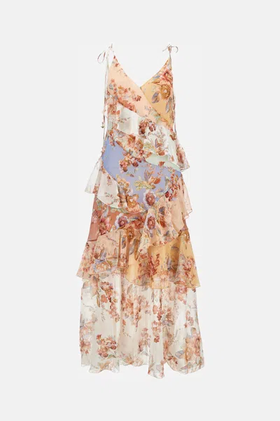 Zimmermann Frilled Slip Dress In Multi