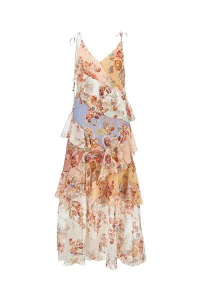 Zimmermann Frilled Slip Dress In Multi