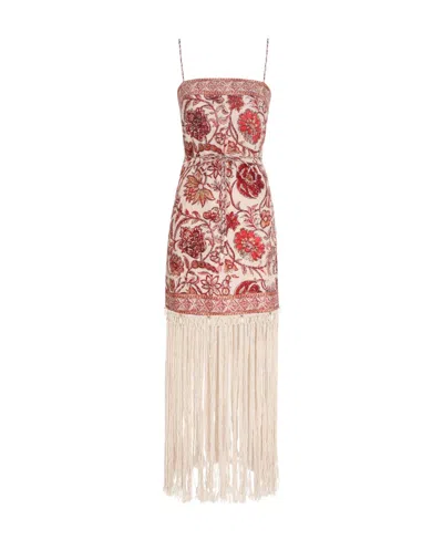 Zimmermann Fringed Suspender Dress In Brown