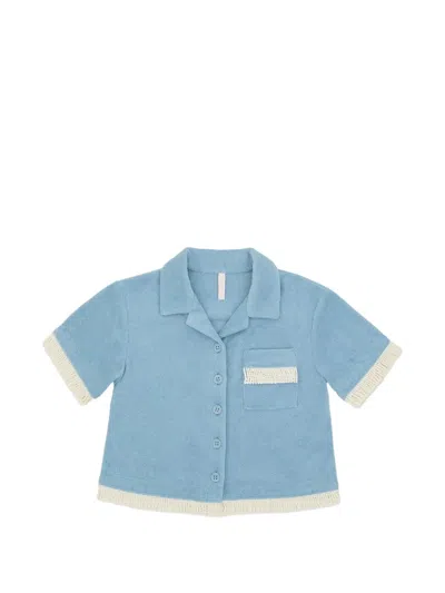 Zimmermann Kids' Fringe-trim Terry Shirt In Blue