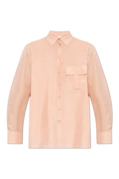 Zimmermann Front Pocket Sleeved Shirt In Pink