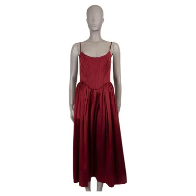 Pre-owned Zimmermann Garnet Burgundy Silk 2024 Corset Satin Midi Dress 0 Xs In Red