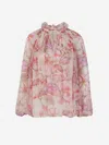 Zimmermann Gathered Billow Blouse In Coral Hibiscus