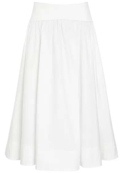 Zimmermann Gathered Cotton-poplin Midi Skirt In White