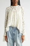 Zimmermann Illuminate Lace Gathered Top In Cream In Cream