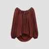 Zimmermann Gathered Silk Blouse In Red