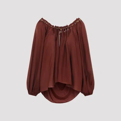 Zimmermann Gathered Silk Blouse In Red