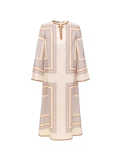 Zimmermann Geometric-patterned Tunic Midi Dress In Pink