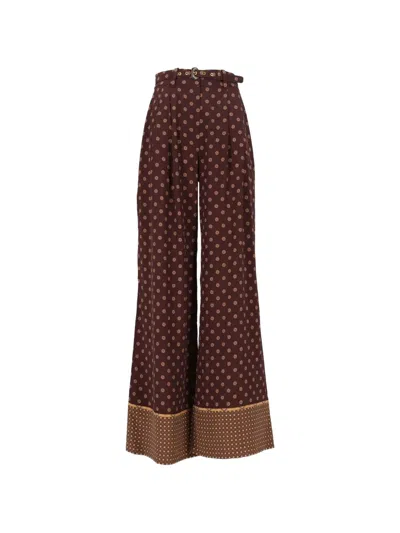 Zimmermann Geometric-print Belted Trousers In Multi