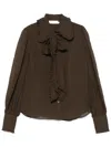 Zimmermann Georgette Bow Shirt In Brown