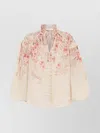 Zimmermann Illuminate Pleated Floral-print Linen And Silk-blend Blouse