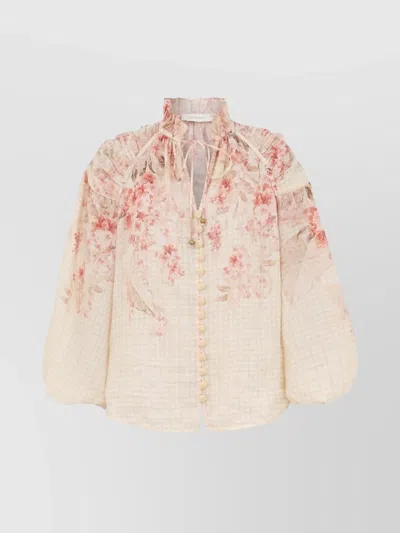 ZIMMERMANN GINGHAM CHECK FLORAL PRINT BLOUSE