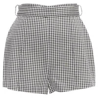 Zimmermann Gingham Print High Waisted Shorts In White