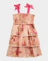 Zimmermann Girl's Cascadian Lattice Trim Tiered Dress In Multi