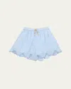 Zimmermann Girl's Cascadian Ric Rac-trim Shorts In Blue