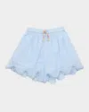 Zimmermann Girl's Cascadian Ric Rac-trim Shorts In Blue