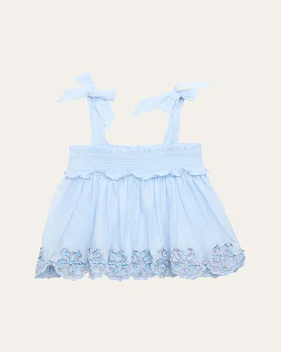 ZIMMERMANN GIRL'S CASCADIAN RUFFLE SMOCKED TOP