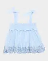 Zimmermann Cascadian Shirred Cotton Top In Blue