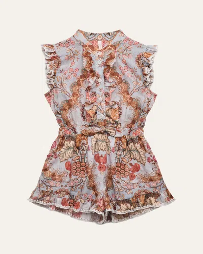 Zimmermann Kids' Girl's Daylight Floral Frill Playsuit In Multi