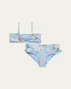 Zimmermann Girl's Lucky Twist Tie Bikini In Blue Bouquet Floral