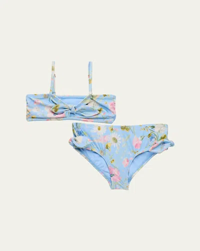 Zimmermann Babies' Girl's Lucky Twist Tie Bikini In Blue Bouquet Floral