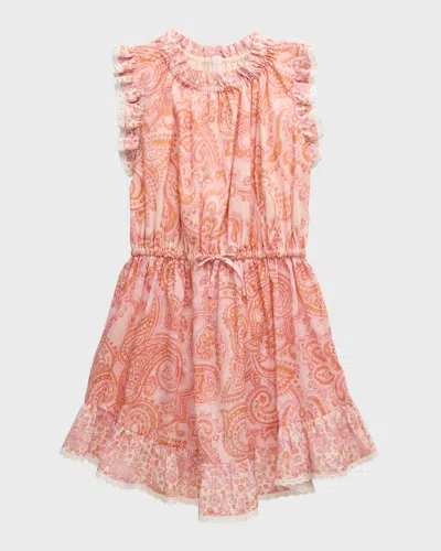 Zimmermann Kids' Girl's Ottie Paisley-print Dress In Pink Paisley