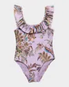 Zimmermann Rhiannon Trim Racer Swimsuit In Purple Paisley Ppsly