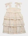 Zimmermann Kids' Girl's Rhiannon Rainbow Striped Denim Dress In Neutral