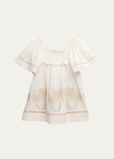 Zimmermann Kids' Girl's Waverly Ric Rac Trim Smocked Dress In Neutral