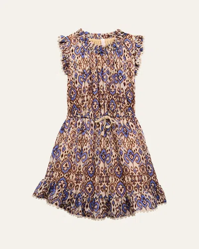 Zimmermann Kids' Girl's Wylie Flip Dress In Cornflower Ikat