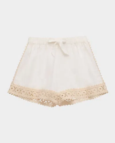 Zimmermann Kids' Girl's Wylie Scallop Trim Shorts In Multi
