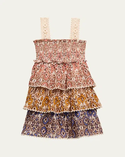 Zimmermann Kids' Girl's Wylie Tiered Multicolor Paisley-print Dress In Multicoloured