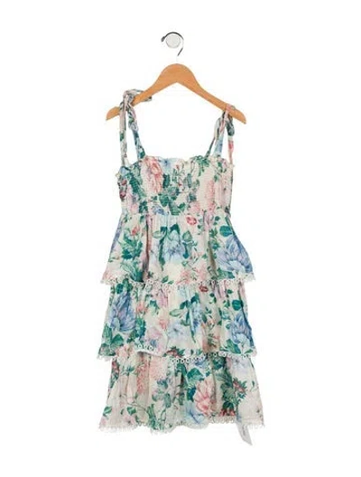 Pre-owned Zimmermann Kids' Girl's  Floral Print Mini Dress In Multicolor