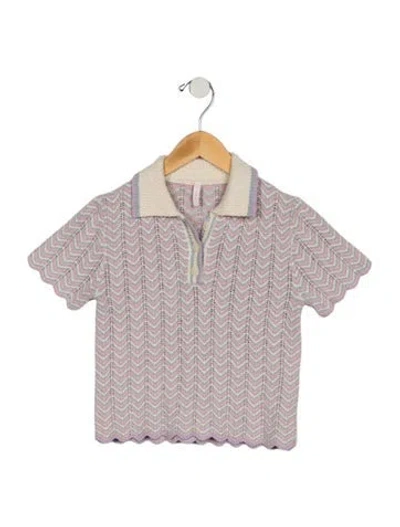 Pre-owned Zimmermann Kids' Girls  7-16 Purple  Polo Shirt In Blue/purple/white