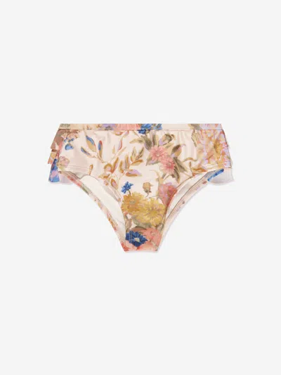 Zimmermann Kids' August Floral-print Bikini Bottoms In Multicoloured