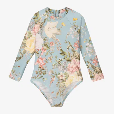 Zimmermann Kids' Girls Blue Floral Swimsuit