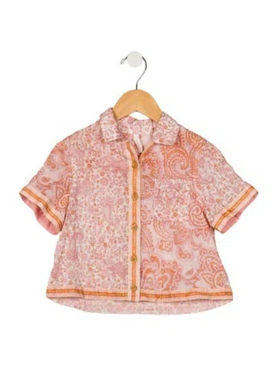Pre-owned Zimmermann Babies' Girls' Button Up In Orange/pink