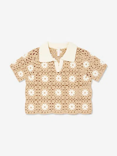 ZIMMERMANN ZIMMERMANN GIRLS CASCADIAN CROCHET POLO SHIRT