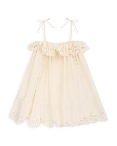Zimmermann Girls' Echo Cotton Blend Eyelet Dress Little Kid, Big Kid In Cream