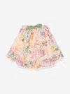Zimmermann Girls Pink Cotton Floral Skirt In Multicoloured