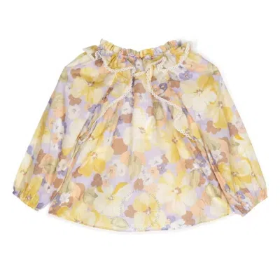ZIMMERMANN ZIMMERMANN GIRLS FLORAL POP GATHER NECK SMOCK TOP