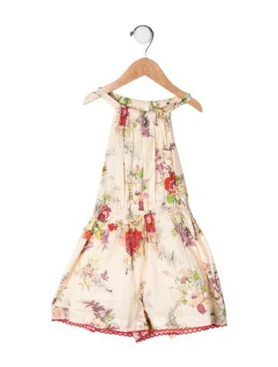 Pre-owned Zimmermann Babies' Girls' Floral Printed Sleeveless Dress In Neutral