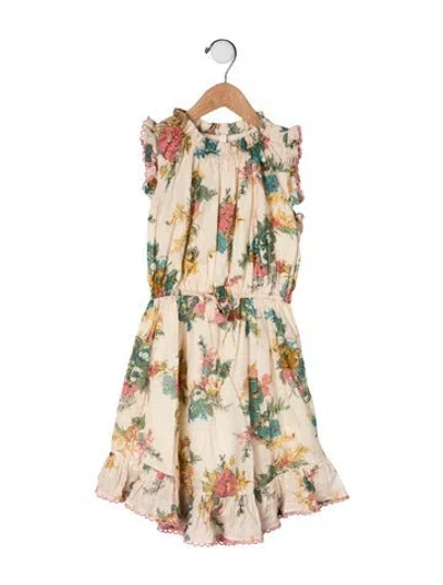 Pre-owned Zimmermann Babies' Girls' Floral Printed Sleeveless Dress In Neutral