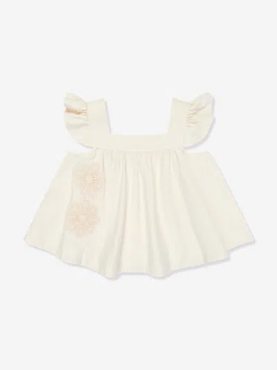 Zimmermann Kids'  Girls Halliday Denim Top In Ivory
