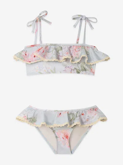 Zimmermann Kids'  Girls Halliday Trim Frill Bikini In Blue