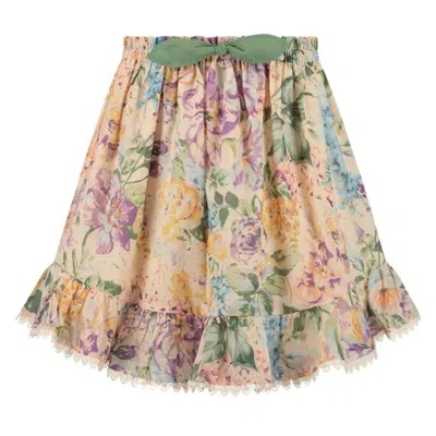 Zimmermann Kids'  Girls Halliday Watercolour Floral Flip Skirt In Multi
