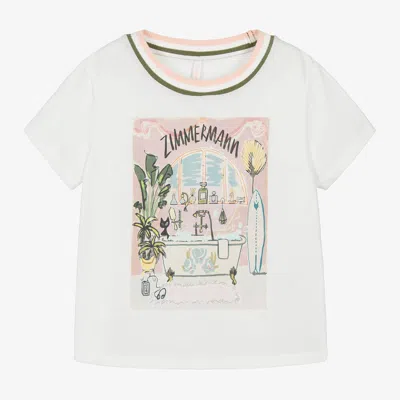 Zimmermann Kids' Girls Ivory Cotton T-shirt