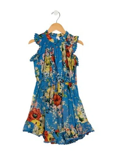 Pre-owned Zimmermann Babies' Girls' Multicolor Short Sleeve Dress In Blue